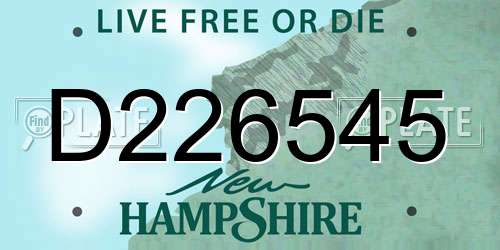 D226545 New Hampshire License Plate