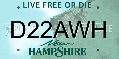 D22AWH New Hampshire License Plate