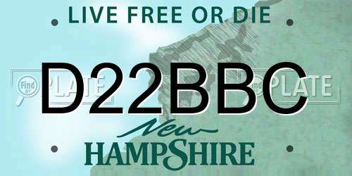 D22BBC New Hampshire License Plate