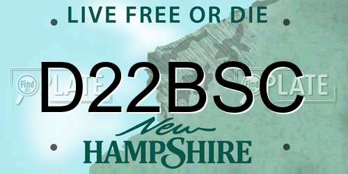 D22BSC New Hampshire License Plate