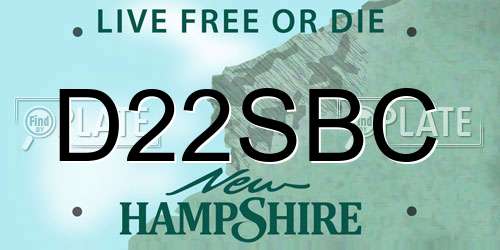 D22SBC New Hampshire License Plate