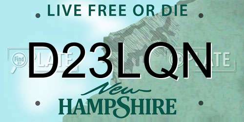 D23LQN New Hampshire License Plate