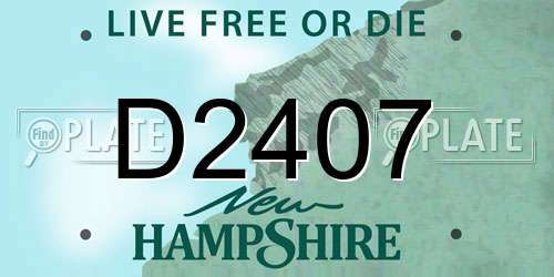 D2407 New Hampshire License Plate