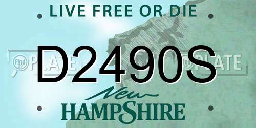 D2490S New Hampshire License Plate