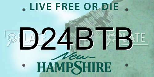 D24BTB New Hampshire License Plate