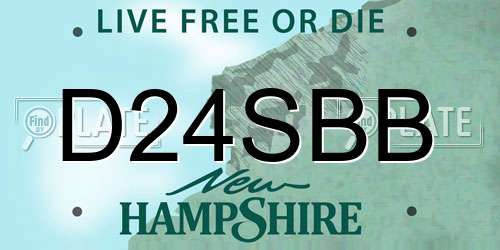 D24SBB New Hampshire License Plate