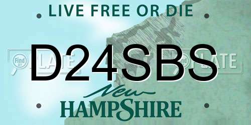 D24SBS New Hampshire License Plate