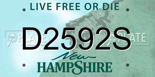 D2592S New Hampshire License Plate