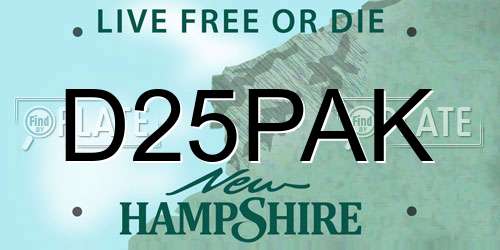 D25PAK New Hampshire License Plate