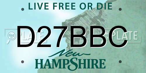 D27BBC New Hampshire License Plate
