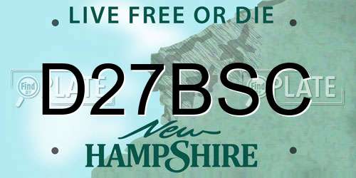 D27BSC New Hampshire License Plate