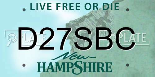 D27SBC New Hampshire License Plate