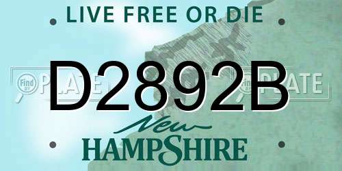 D2892B New Hampshire License Plate