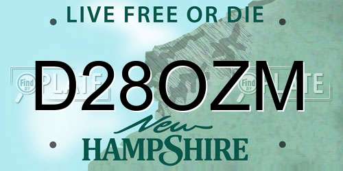 D28OZM New Hampshire License Plate