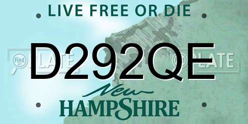 D292QE New Hampshire License Plate