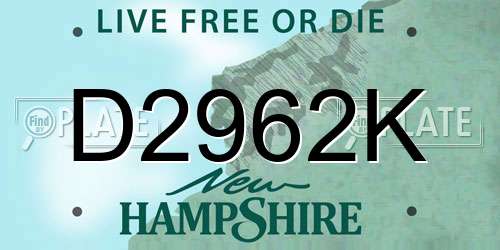D2962K New Hampshire License Plate