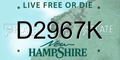 D2967K New Hampshire License Plate