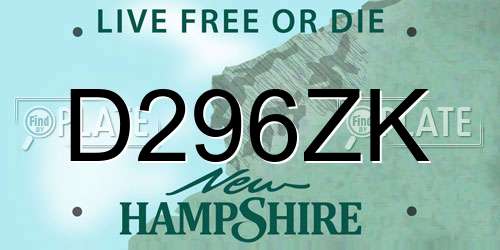 D296ZK New Hampshire License Plate