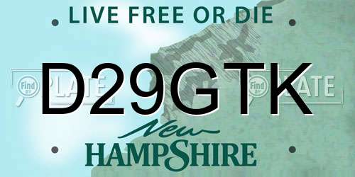 D29GTK New Hampshire License Plate