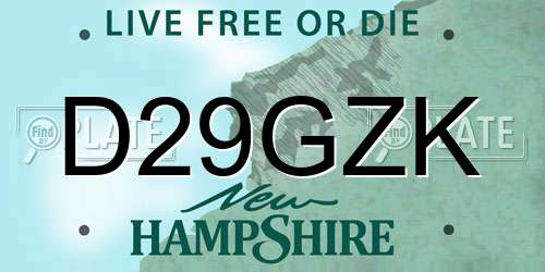 D29GZK New Hampshire License Plate