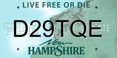 D29TQE New Hampshire License Plate