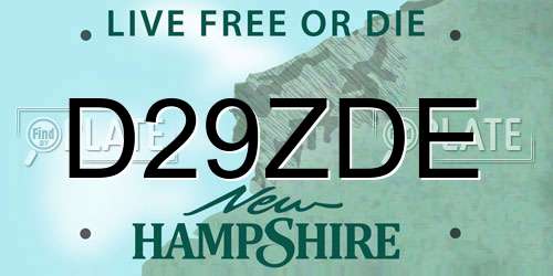 D29ZDE New Hampshire License Plate