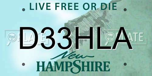 D33HLA New Hampshire License Plate