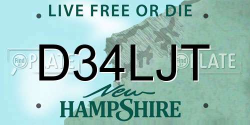 D34LJT New Hampshire License Plate