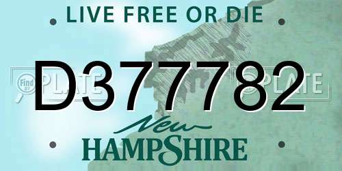 D377782 New Hampshire License Plate