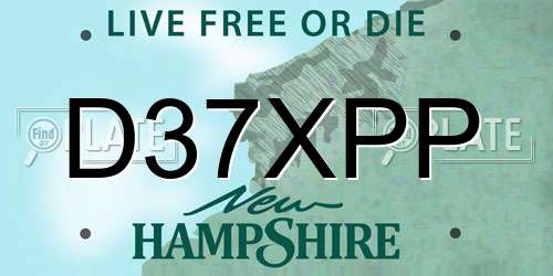 D37XPP New Hampshire License Plate