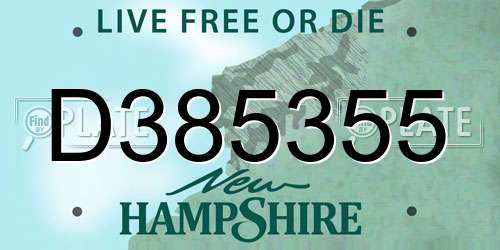 D385355 New Hampshire License Plate