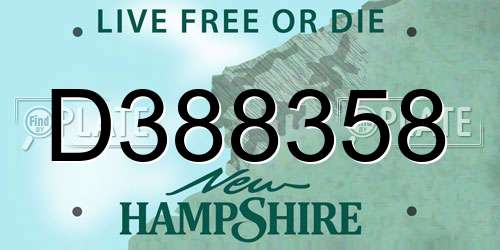 D388358 New Hampshire License Plate
