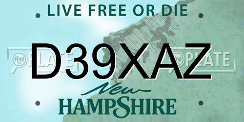 D39XAZ New Hampshire License Plate