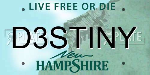 D3STINY New Hampshire License Plate