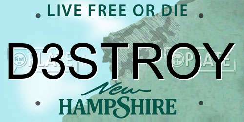 D3STROY New Hampshire License Plate