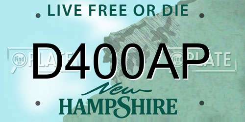 D400AP New Hampshire License Plate