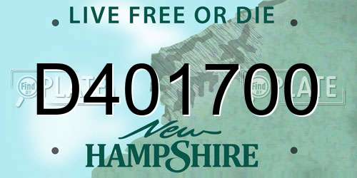 D401700 New Hampshire License Plate