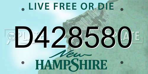 D428580 New Hampshire License Plate