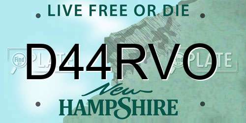 D44RVO New Hampshire License Plate