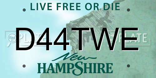 D44TWE New Hampshire License Plate