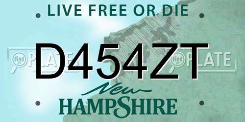 D454ZT New Hampshire License Plate