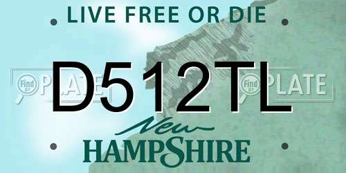 D512TL New Hampshire License Plate