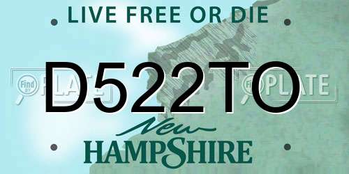 D522TO New Hampshire License Plate