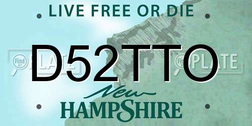 D52TTO New Hampshire License Plate