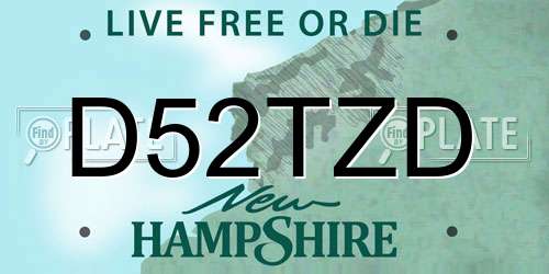 D52TZD New Hampshire License Plate