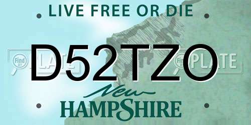 D52TZO New Hampshire License Plate
