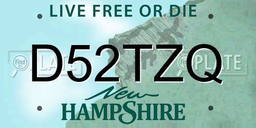 D52TZQ New Hampshire License Plate
