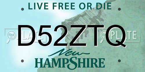 D52ZTQ New Hampshire License Plate