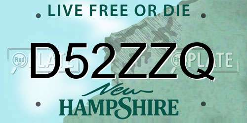 D52ZZQ New Hampshire License Plate