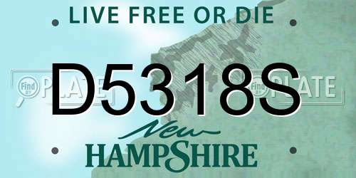 D5318S New Hampshire License Plate